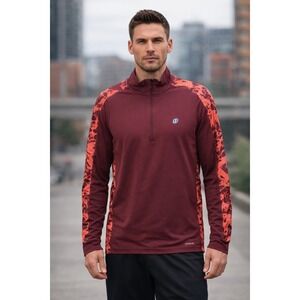 SB Tech Cool Play Shirt Men's Small Long Sleeve Activewear Training Camo 1/4 Zip